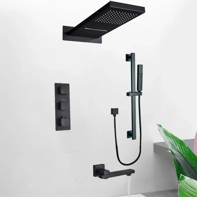Thermostatic custom shower curtain sets 4 pieces bathroom Wall Mounted Three Ways shower curtain sets 4 pieces bathroom