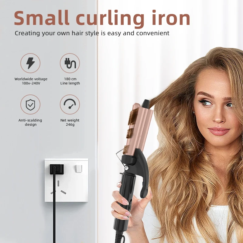 New Three Barrel Ceramic Ionic Mini Wave Curling Iron Portable Travel Triple Barrel Hair Curler