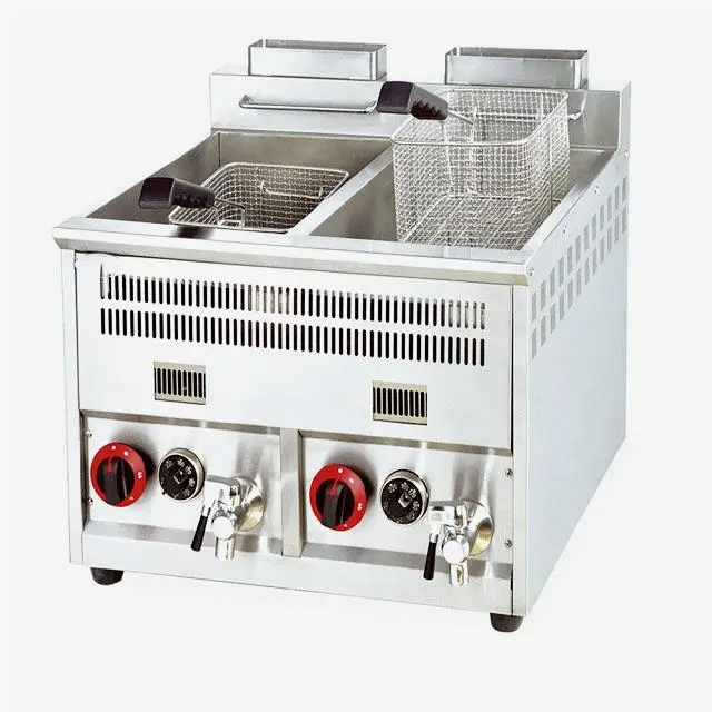 Hot sales Wholesale 2 Tank Gas Deep Fryer French Machine Fries Fryer Commercial Counter Top Gas Deep Fryer for  food shop
