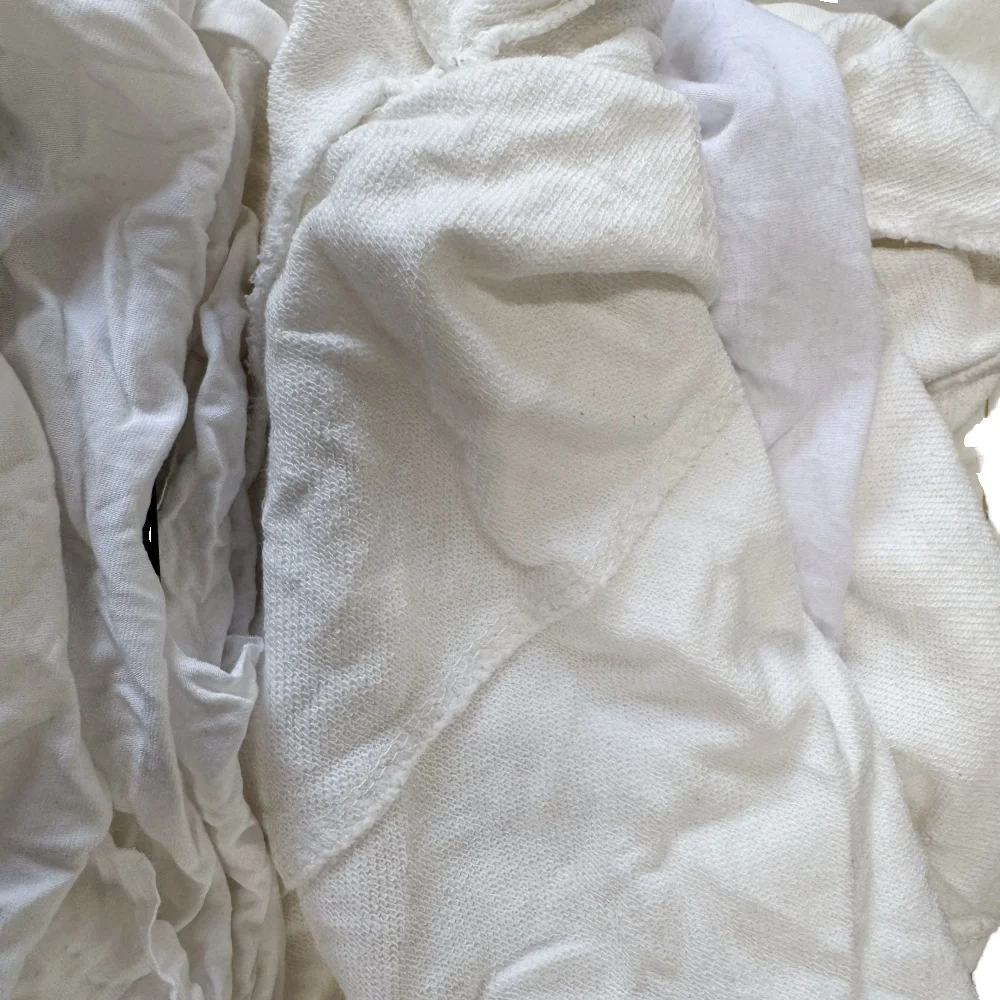 100% Cotton Pure White Terry Fabric T-Shirt Cleaning Cloth Knitted Industry Use