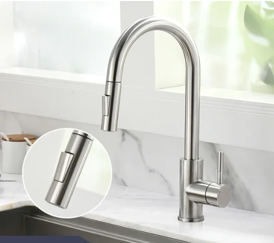 Multi-Function Modern Faucet Pull Down Easy Use Kitchen Mixer Tap High Quality Polished Brass Kitchen Faucets