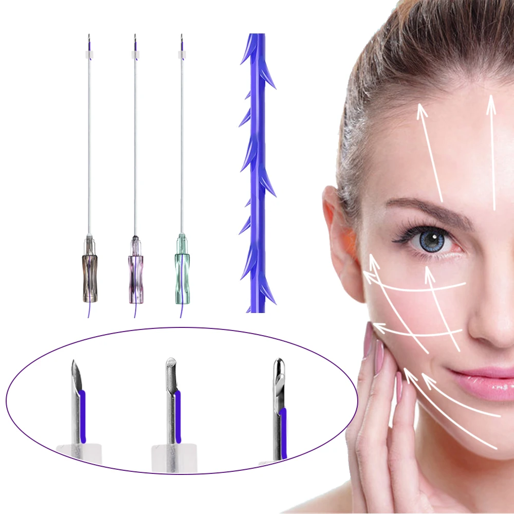 Ce Approval Absorbable 19g 120mm Neck Face Lifting Hilos Tensores Pcl Thread 3d 4d 6d Pdo Cog Threads