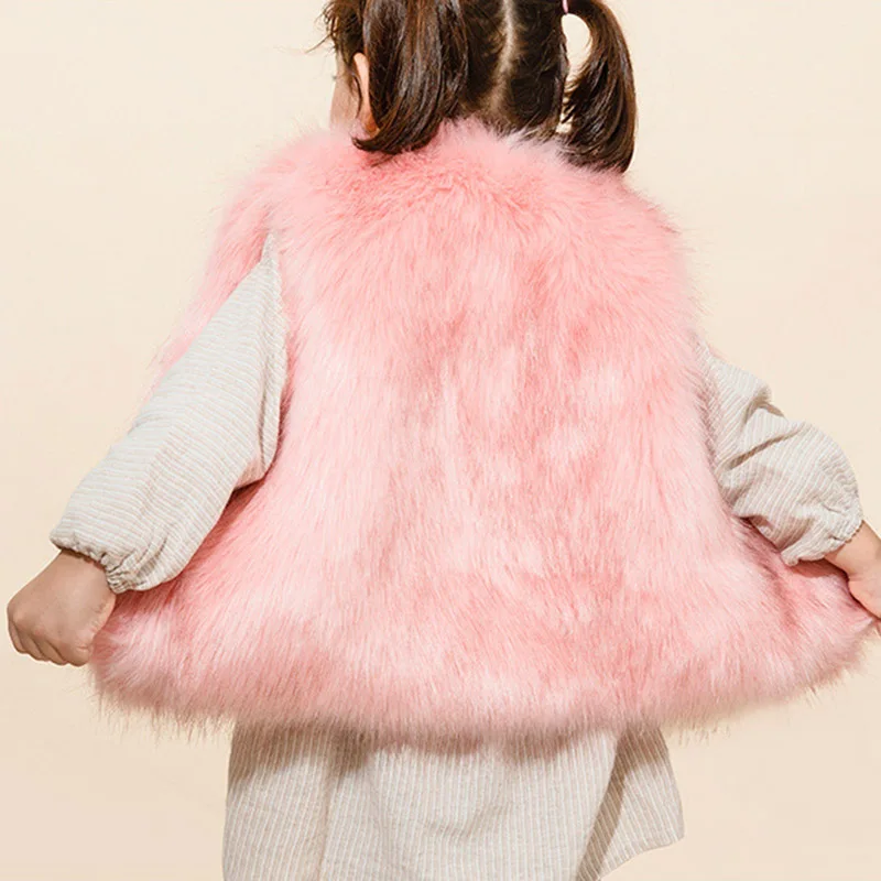 Зимнее длинное пальто для девочек, детский жилет из искусственного меха, Детское пальто, бархатная Толстая теплая удобная жилетка