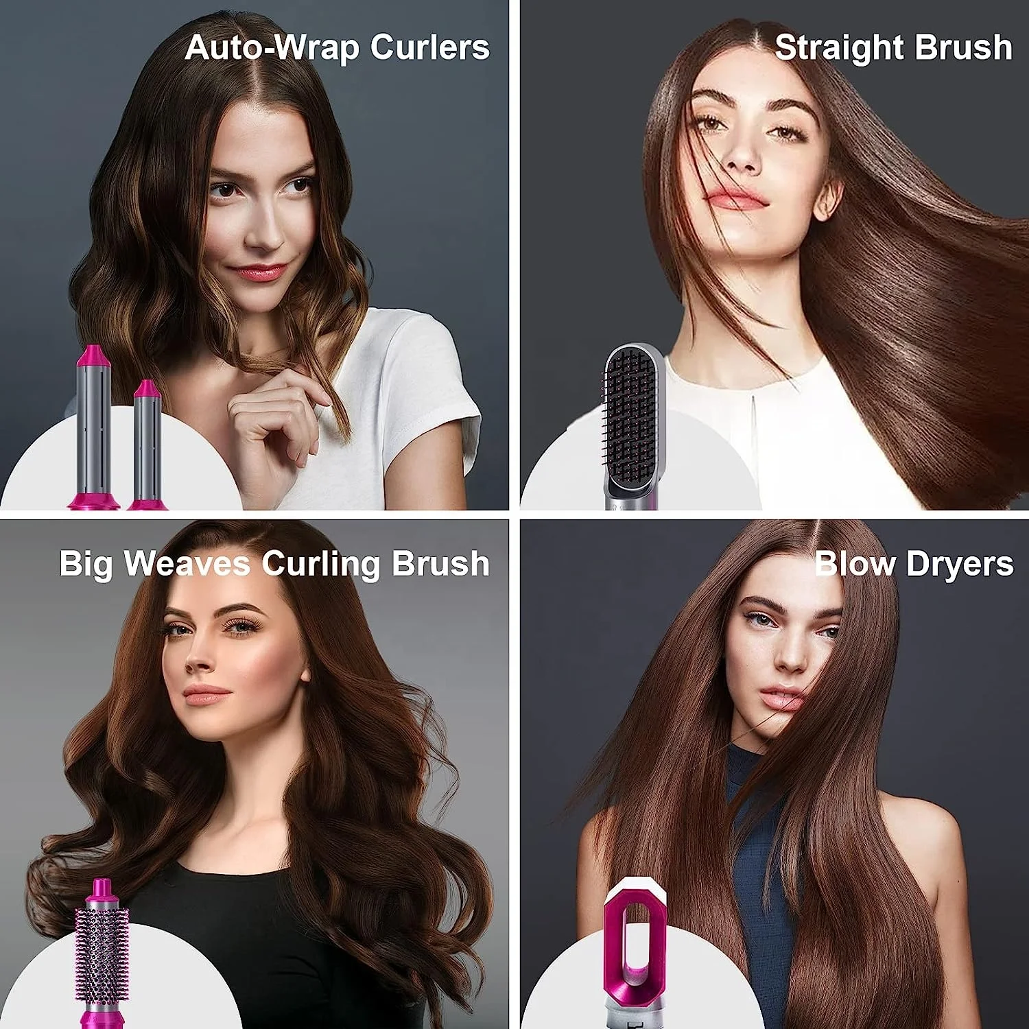 2023 New Electric Straightener Curler Hot Air Brush Blow Dryer 5 in 1 Hair Styler 1000W Hair Dryer Brush Styling Toot Set