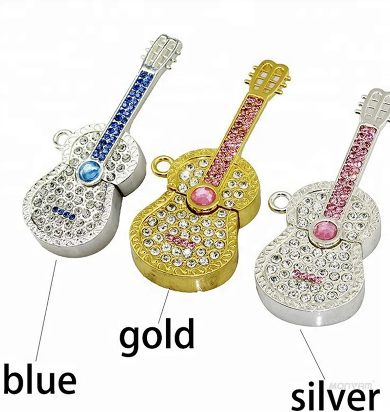 Luxury 4gb 16gb 64gb 128gb Beautiful Pen Drive Guitar Crystal Memory Stick Diamond Jewelry Usb Thumb Gifts Flash Drive