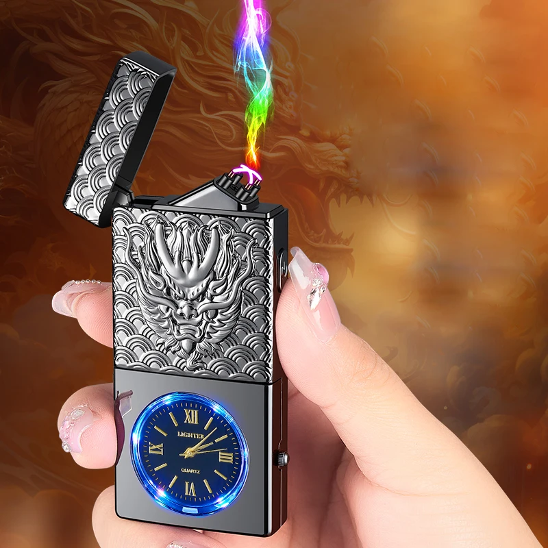 2024 Colorful Tesla checked lighter Coil USB Rechargeable Lighter