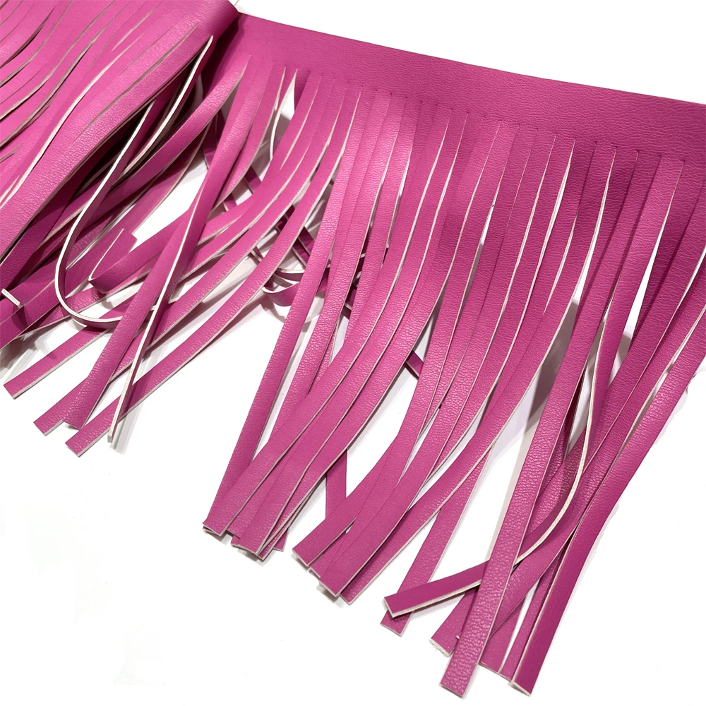 Fr001 Factory wholesale 15cm PU leather tassel fringe trim for garment and shoes