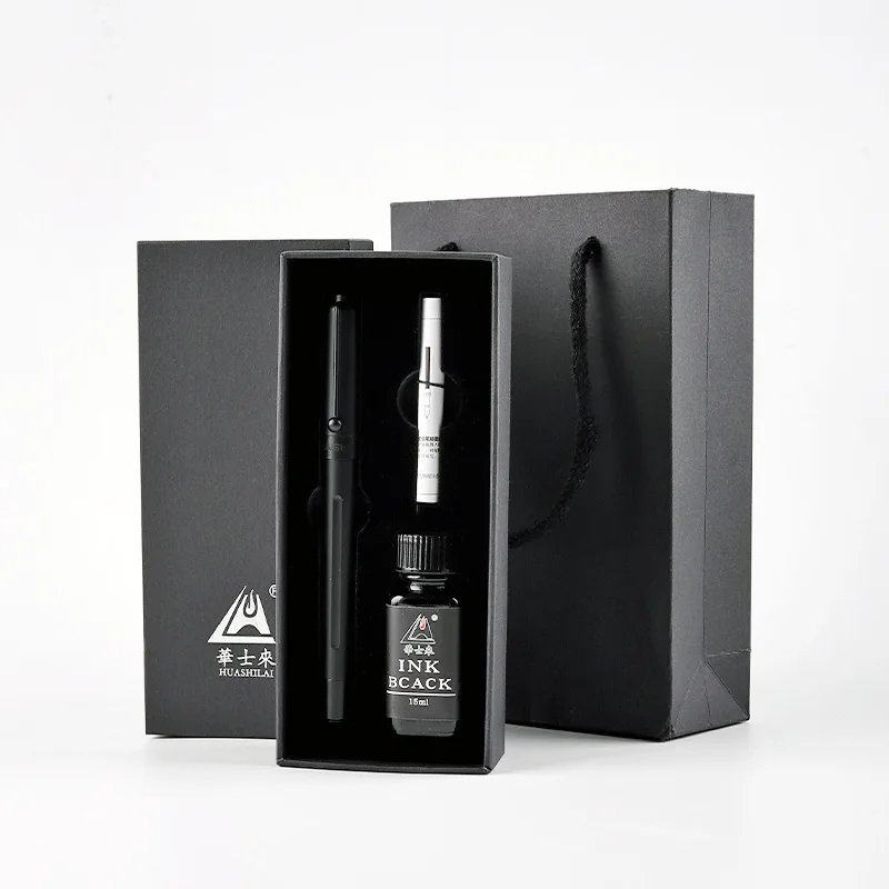 High quality Custom logo Luxury China executive classic calligraphy pen promotional Oem black metal fountain pen