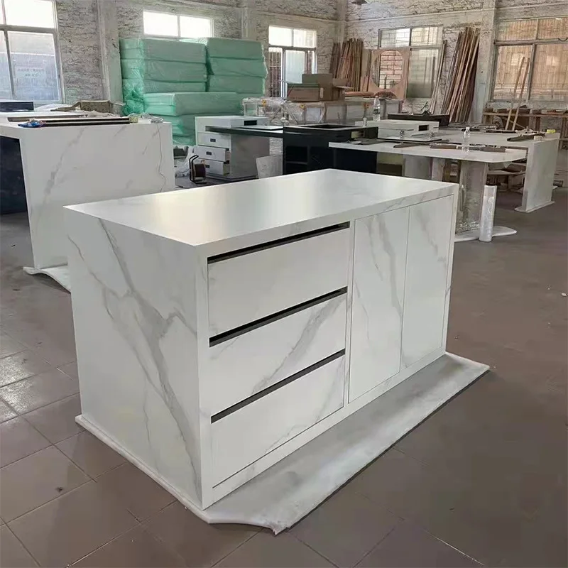 manufacture large format tile cut into cabinet countertop table top Snow mountain stone series sintered stone can be customized