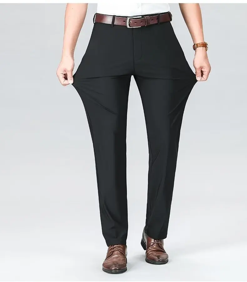 Business Elastic Casual Pants British Trousers Non-iron Four-sided Stretch Trousers  Elite Fashion Slacks