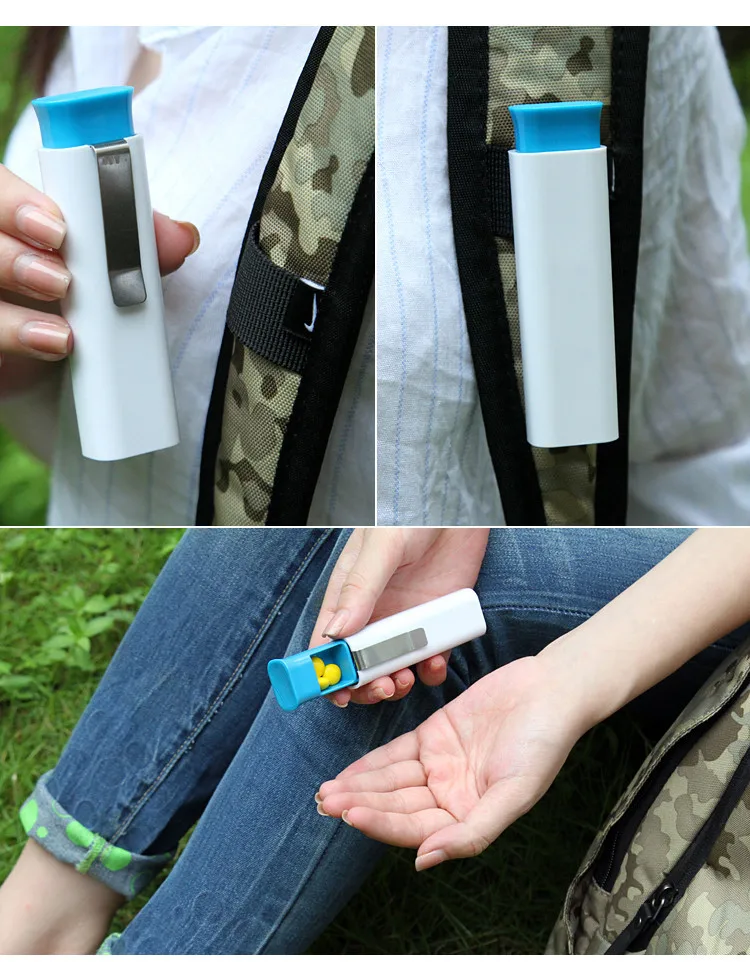 Eco friendly 3 slots daily Pill Dispenser Container Medicine Case Pill Box with clip