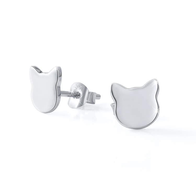 Pet Shapes Cat Stud Earrings 925 Sterling Silver Women Small Animal Cute Earring
