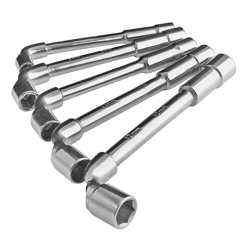 L-Shaped Angled Open Hex 6 point Socket Wrench, Double-Head Elbow for Mechanic Repair Tool
