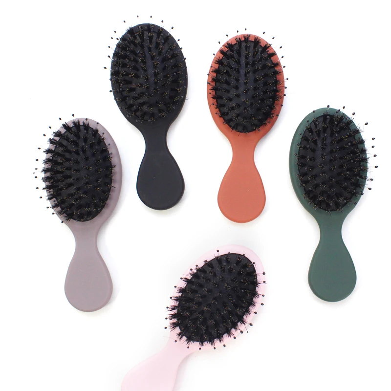 New Product Ideas 2024 Mini Paddle Massage Hairbrush Travel Small Boar Bristle Hair Brush For Thick Curly Thin Wet Hair