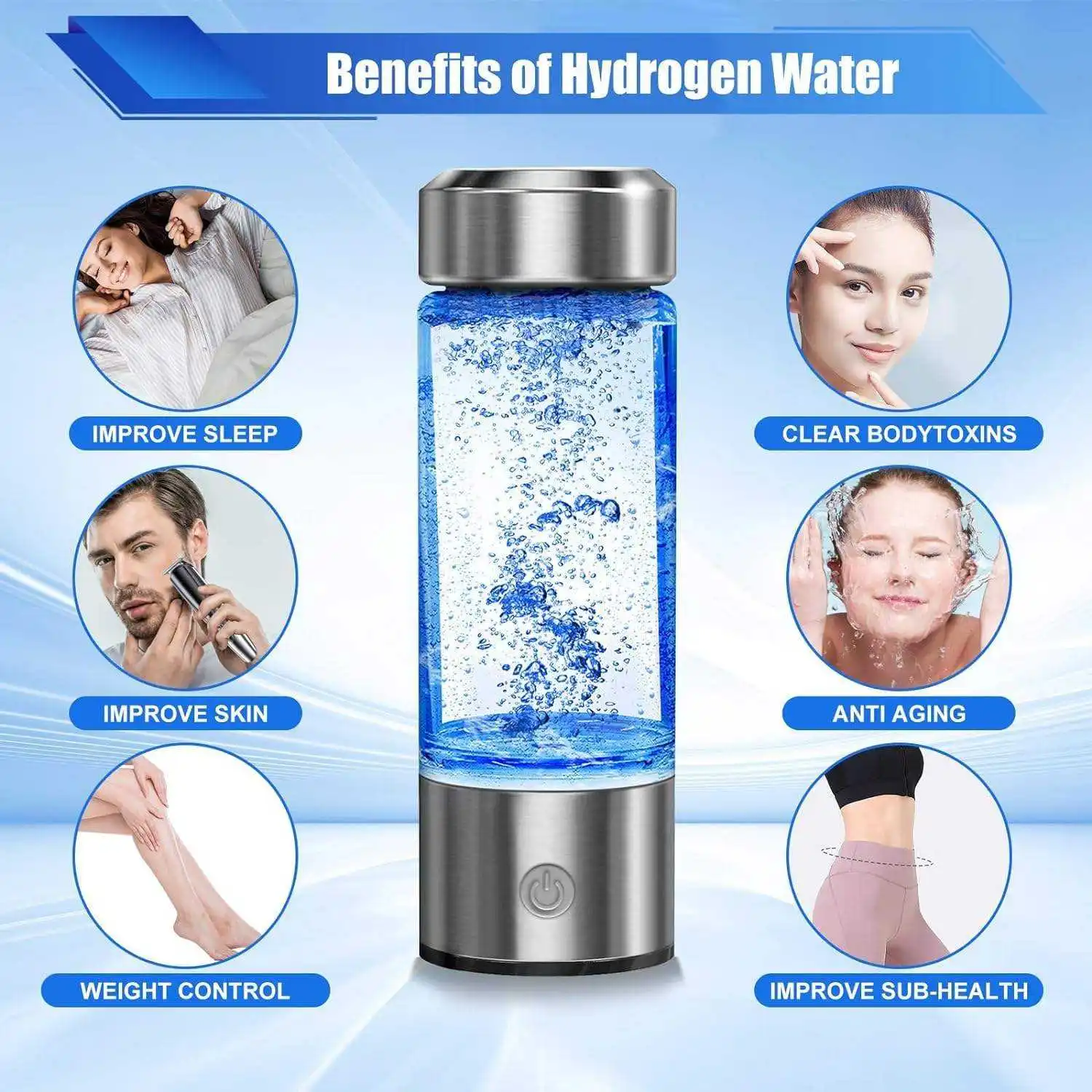 Best Generator Ionizer H2 Rich Cup Filter Glass Portable Hydrogen-Rich Plastic Alkaline health Maker USB Hydrogen Water Bottle