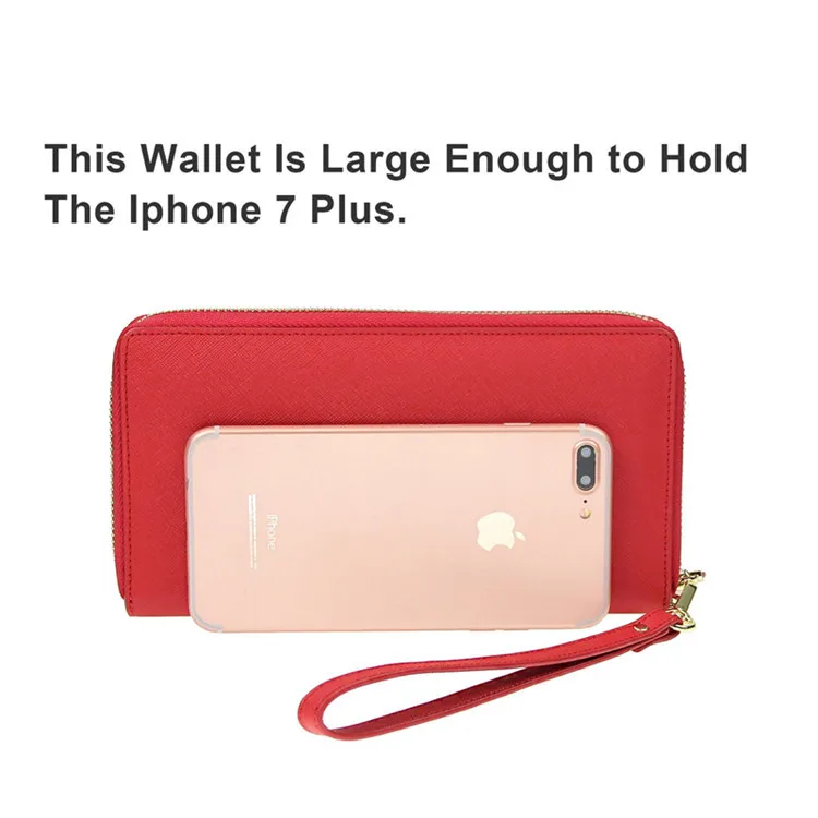 Ladies Fashion Travel Purse Zip Around Clutch Wallets Wristlet RFID Blocking PU Leather Women Long Wallet