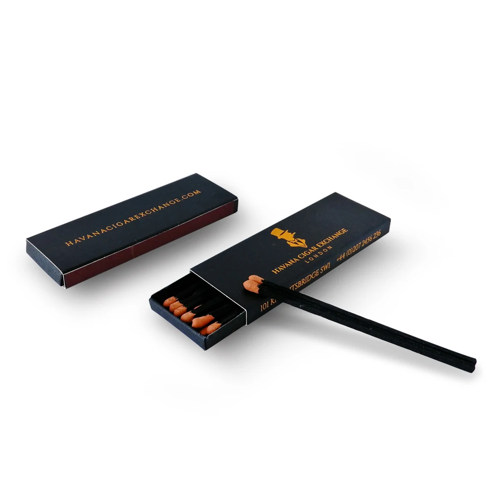 
High quality safety custom cigar matches wholesale matchboxes luxury black matchsticks 