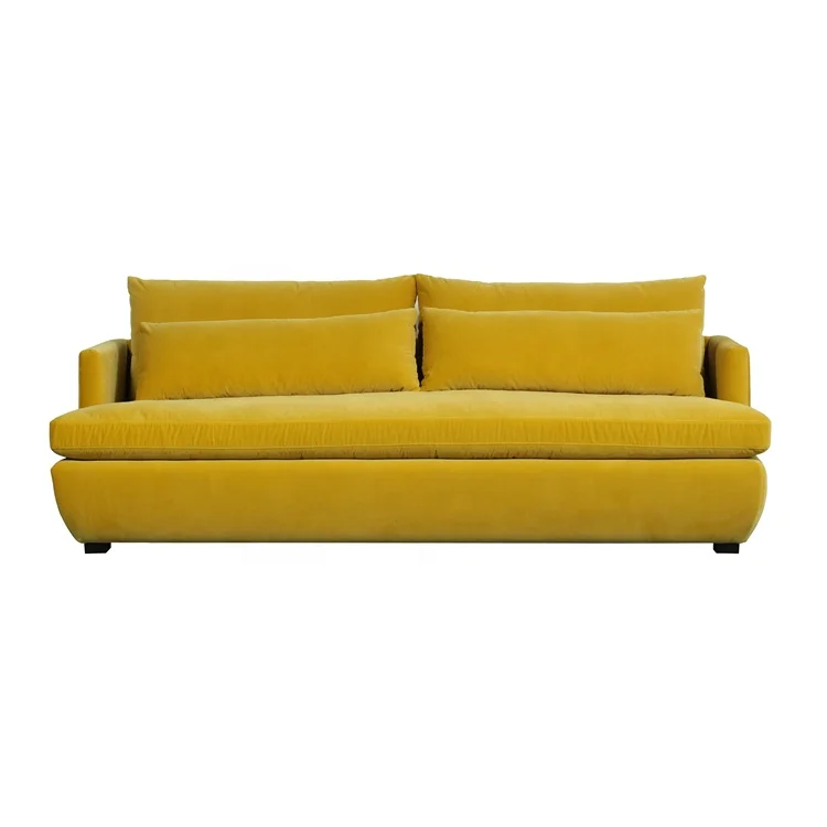 Shane Luxury High-end French Lazy Latest Design Sofa Set Fabric Yellow Love seat