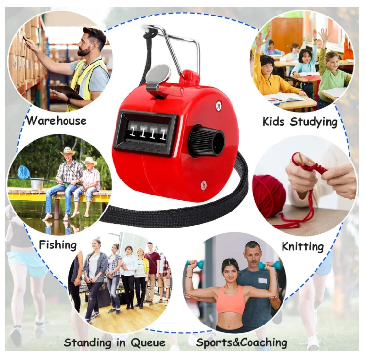 Snbo 4 Digital Hand Tally Counter Hand Tally Manual Counting Golf Clicker Metal Digital Counter Tally Click Training Counter