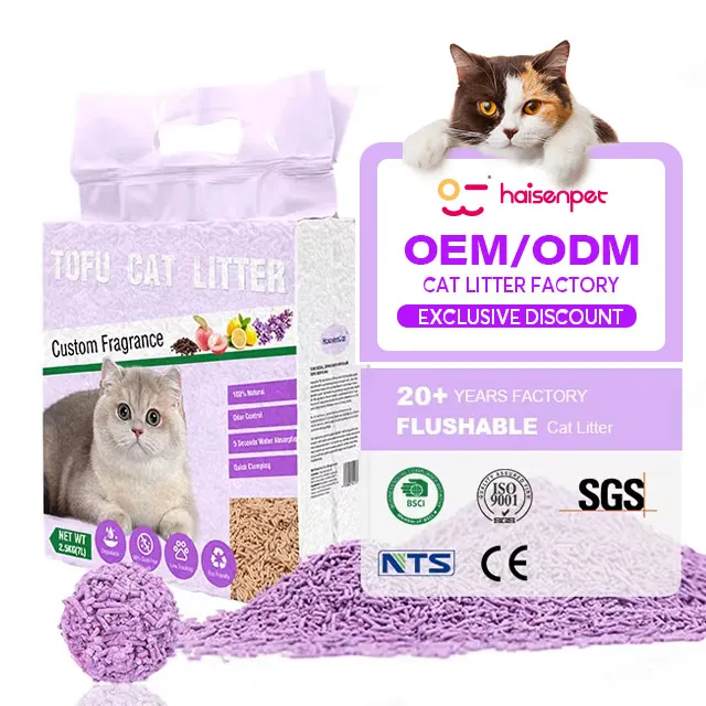 OEM/ODM Tofu наполнитель для кошачьих туалетов распродажа чистый песок котят объемная полоса с тофу