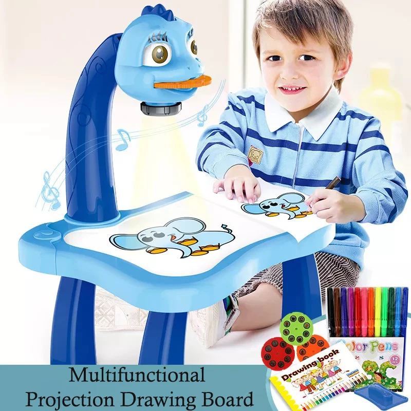 Portable Child Projector Drawing Board with Music Learning Projection Painting Table for Kids