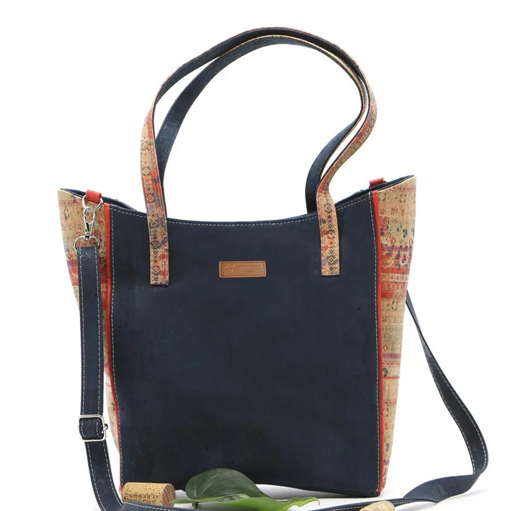 Fashion handbags lady  cork fabric for bags natural cork leather custom logo shoulder bags