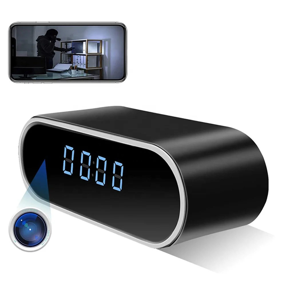  1080P WiFi шпионская камера Скрытые часы камеры с ночным видением Обнаружение движения циклическая запись телефон приложение и программное обеспечение для