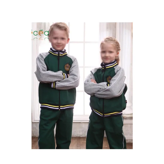 latest 100% cotton long sleeve winter  primary kindergarten gym suit kids school uniforms