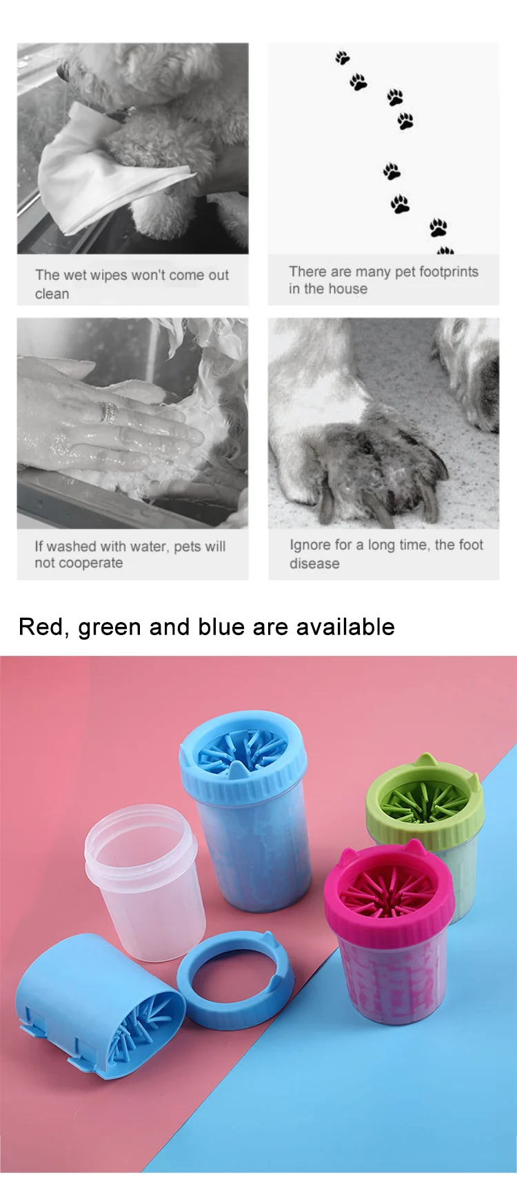 Hot Sale Durable Portable Silicone Pet Washing Cup Cat Dog Foot Washer Cleaner Pet Paw Washer