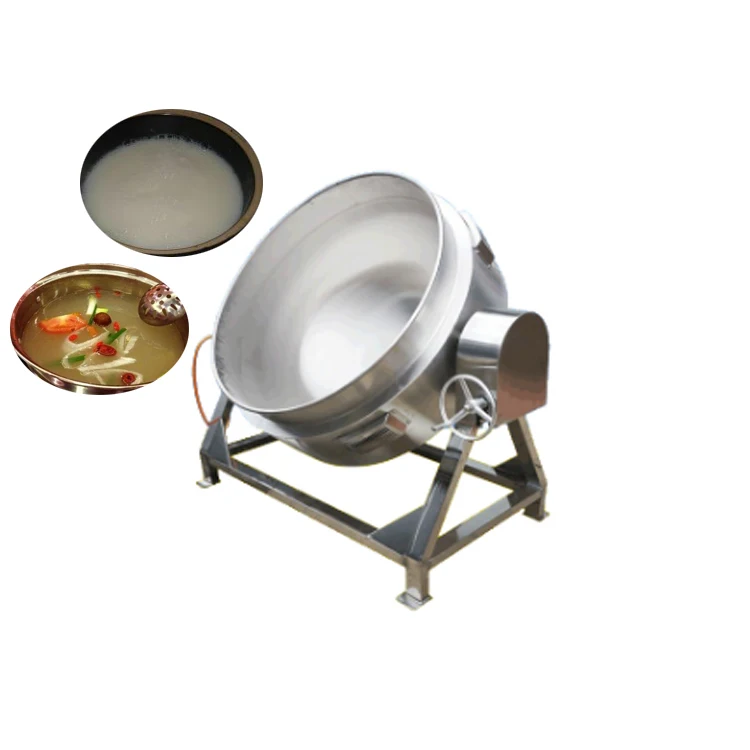 Stainless Steel Steam Electric Gas Heating Jacket Kettle  Jam Food Mixing Tilting Pot Cooking Machine