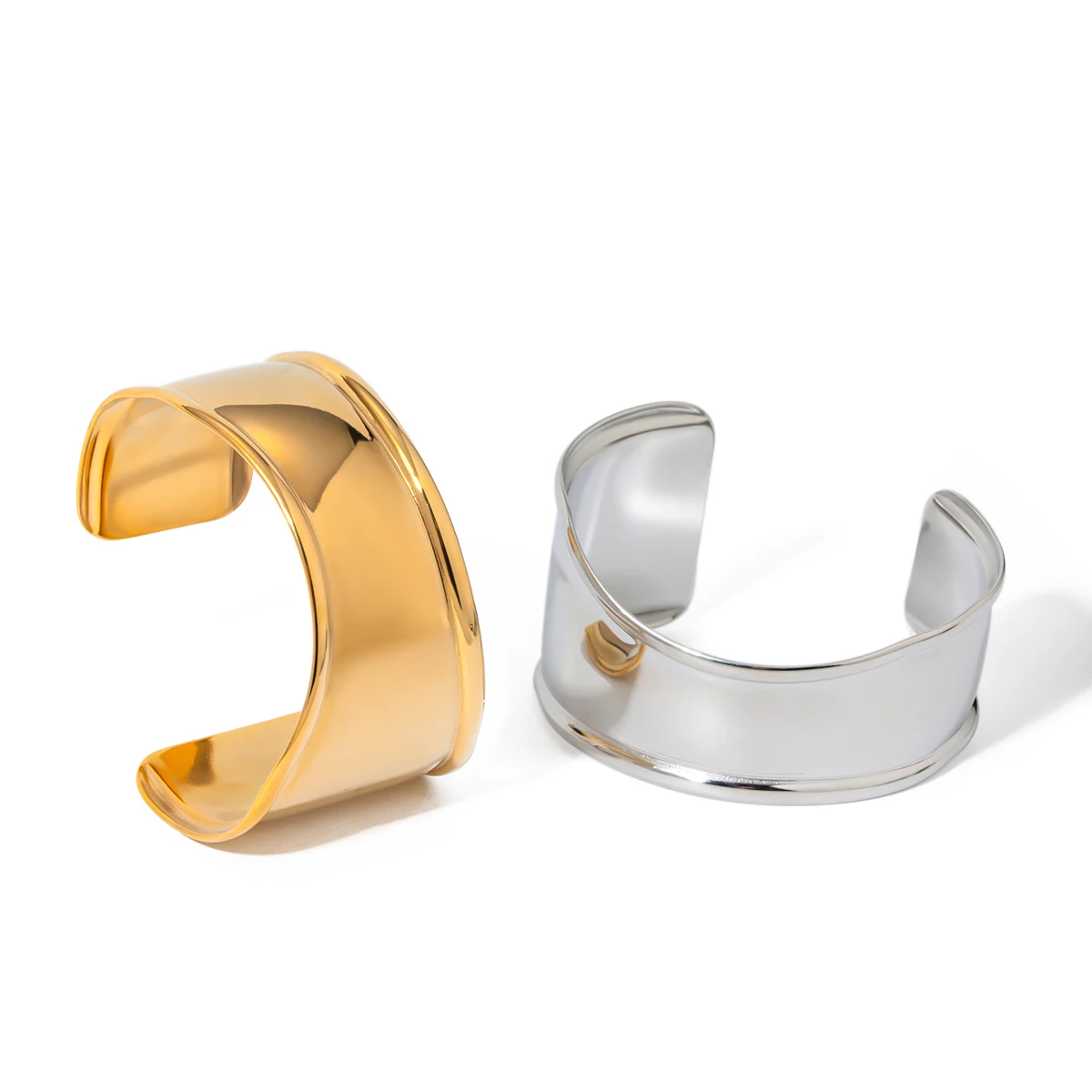 J & D 18K PVD позолоченный серебряный широкий перфорационный браслет для женщин