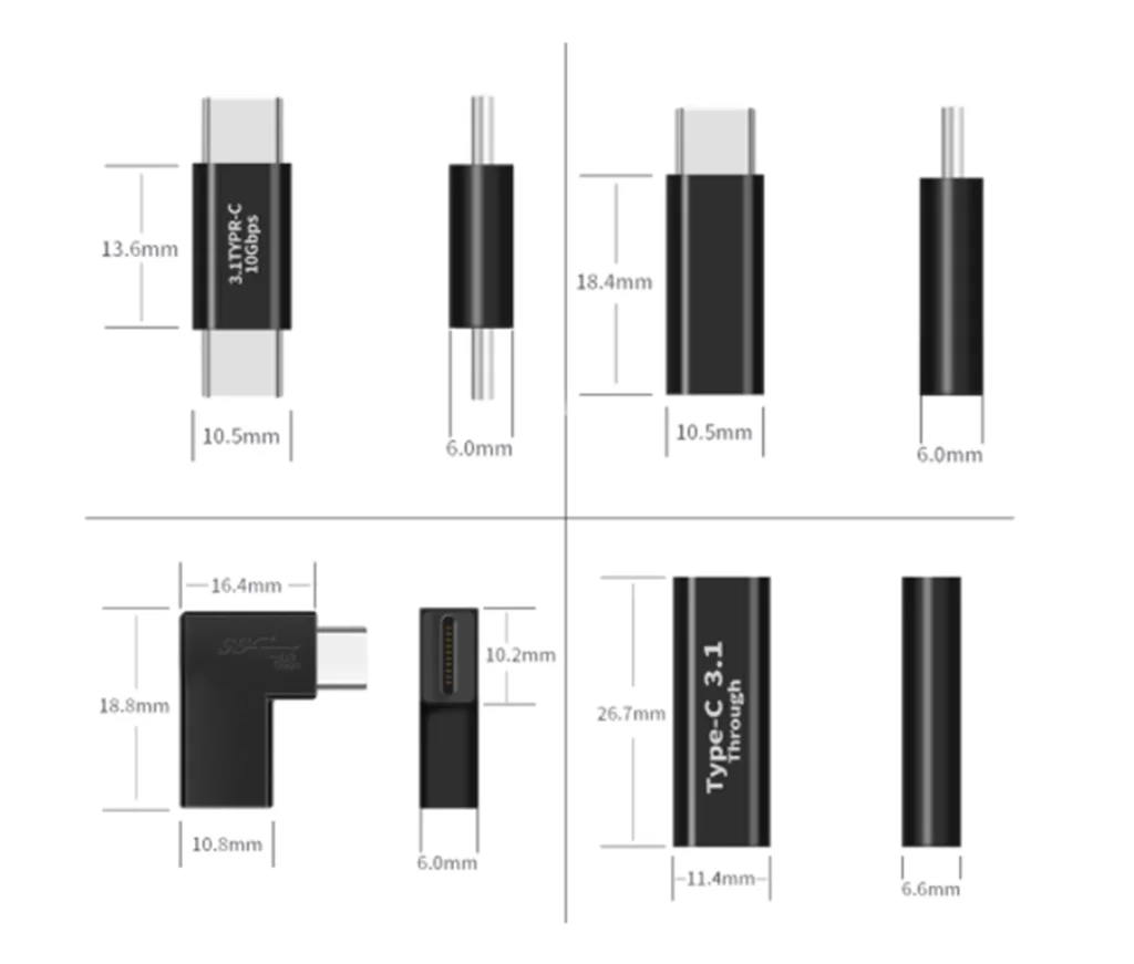 USB 3.1 Type C Adapter Female To Male Converter 10 Gbps USB C Charge Data Sync Extension Connector Plug for Laptop Tablet Phone