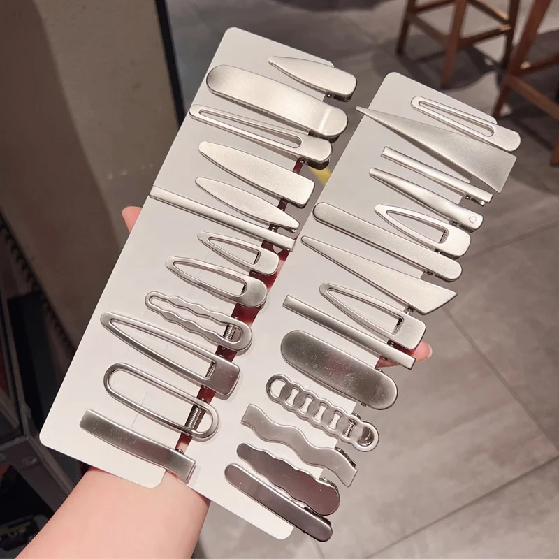 Eico Metal Hairpin Simple Geometric Shape Bangs Girl Hair Clips  One Line Duckbill Clip Accessories Women