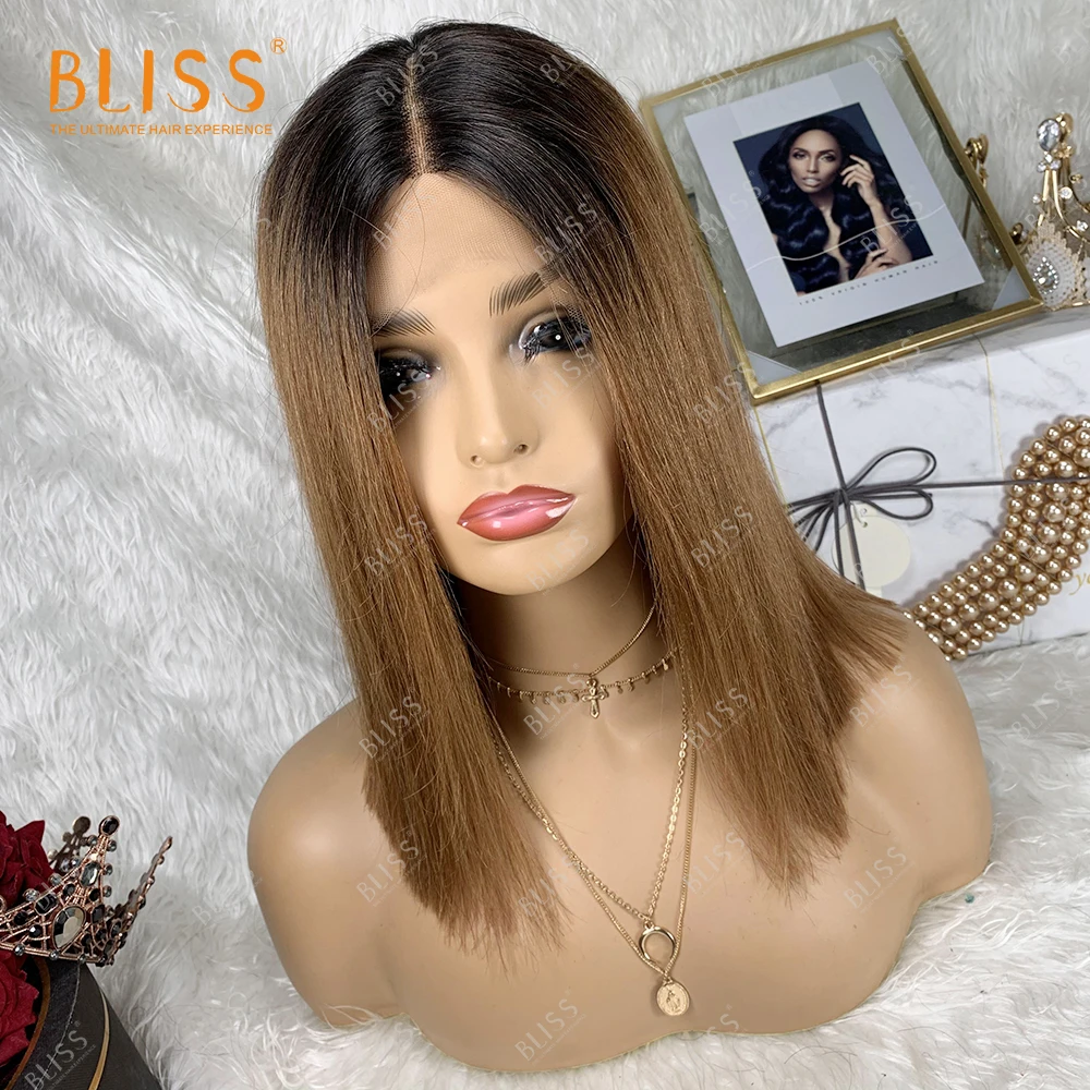 Bliss Short Bob OT1B-30 T-part Lace Wig Virgin Cuticle Aligned Wig Human Hair Human Hair Short Wavy Wigs Middle Part