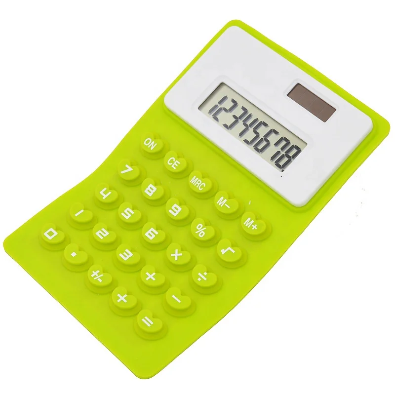 Solar Power Silicone Flexible Calculator Promotional calculator two Power way Silicon rubber foldable calculator