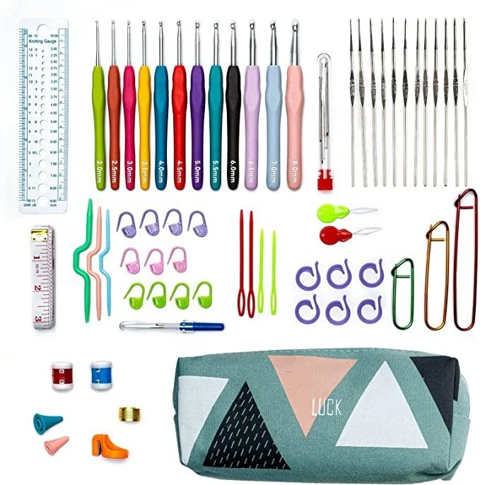 Wholesale Crochet Needle Set Soft Handle Crochet Mustache Bag Accessories Explosive Knitting Tools Crochet Hook Set