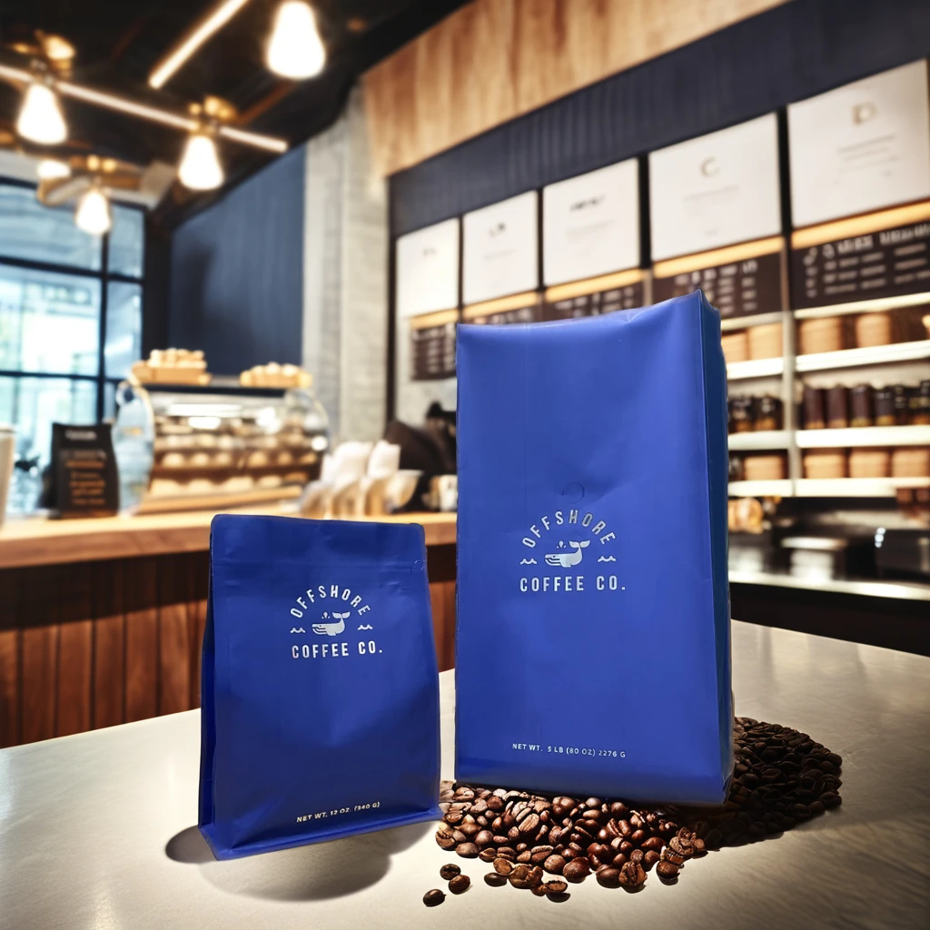 AT PACK Low MOQ UV Printing 12 oz Coffee Bags With Valve And Zipper Tin Tie Coffee Packages Flat Coffee Beans Packaging Bags