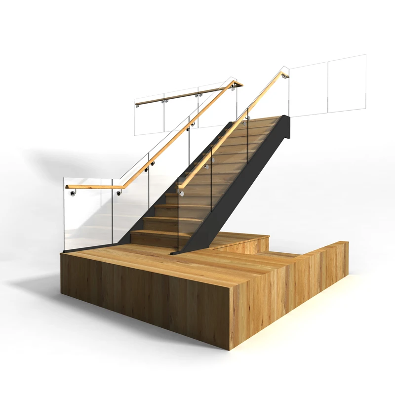 45-100mm Thick Floating Wood Stair Treads Oak Wood Stair Treads Modern Luxury Indoor Wooden Stairs