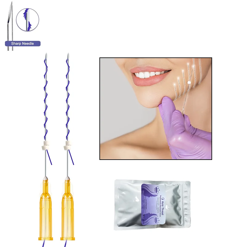 Korea quality skin face lifting barbed small 25G 60mm screw cog mini hilos pdo thread for eye brown lifting