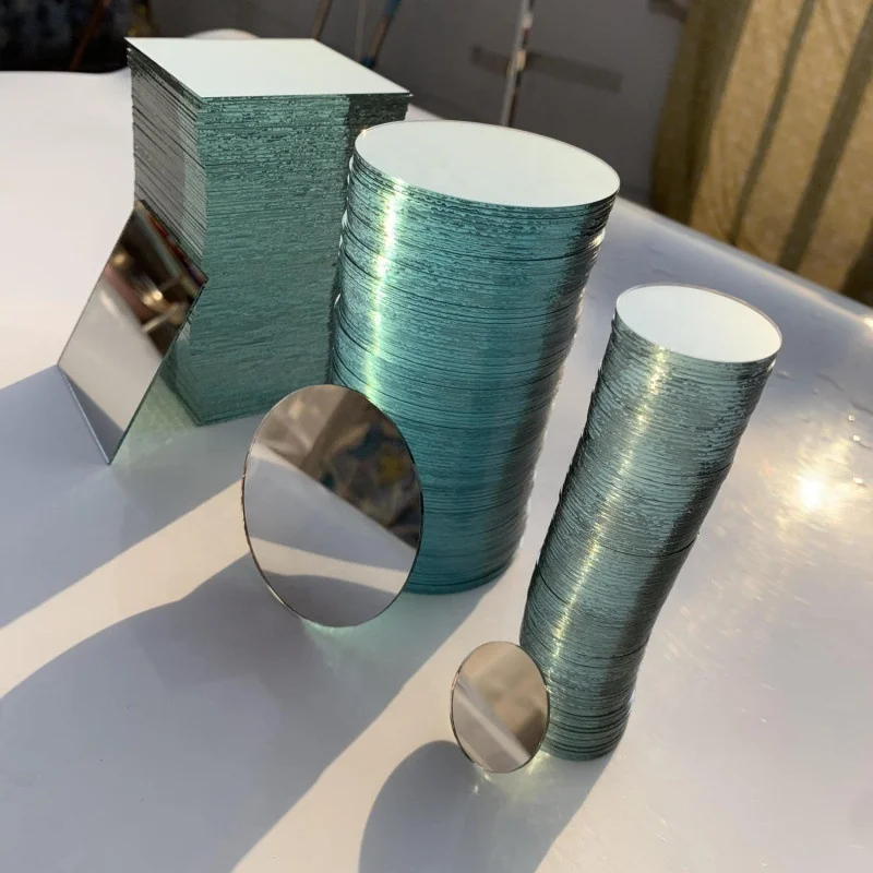 1mm 2mm customized square round shape thin craft small glass mirror