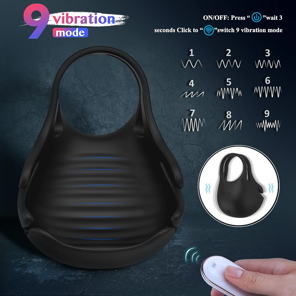 S-hande Silicone Remote Man Vibrating Penis Cage Cock Vibrator Massager Cock and Ball Ring