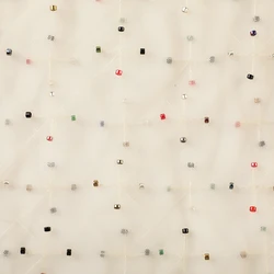 Cheap price cute breathable nylon woven bead mesh embroidery fabric for kid dress