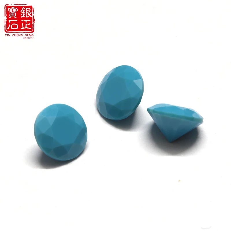 Wholesale Loose Round Shape Turquoise loose Synthetic Nano blue gemstone