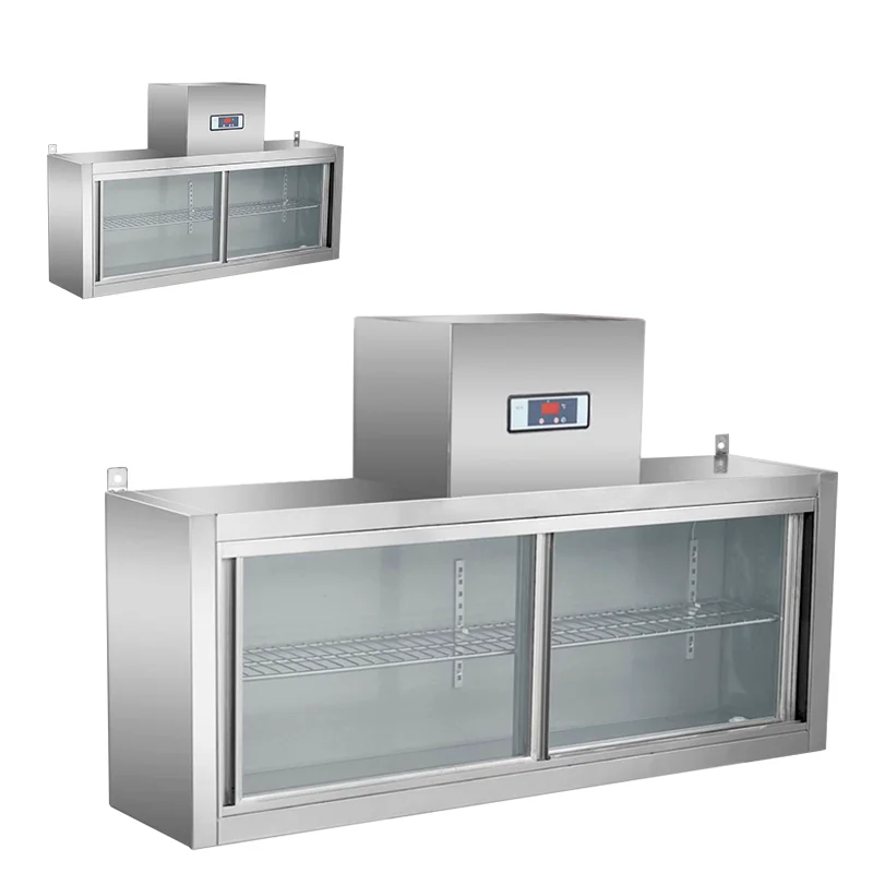Stainless Steel Wall-Mounted Display Cooler kitchen Display Cabinet Beverage Wall Stickers Refrigerator