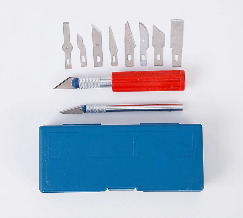 Wholesale price durable precision 11# craft knife with carving blades craft metal 10pcs precision knives set