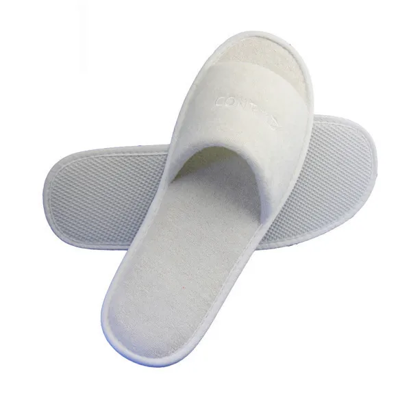 Customized Logo Environmentally Friendly Slippers Open Toe Terry Cloth Disposable Spa Hotel Slipper