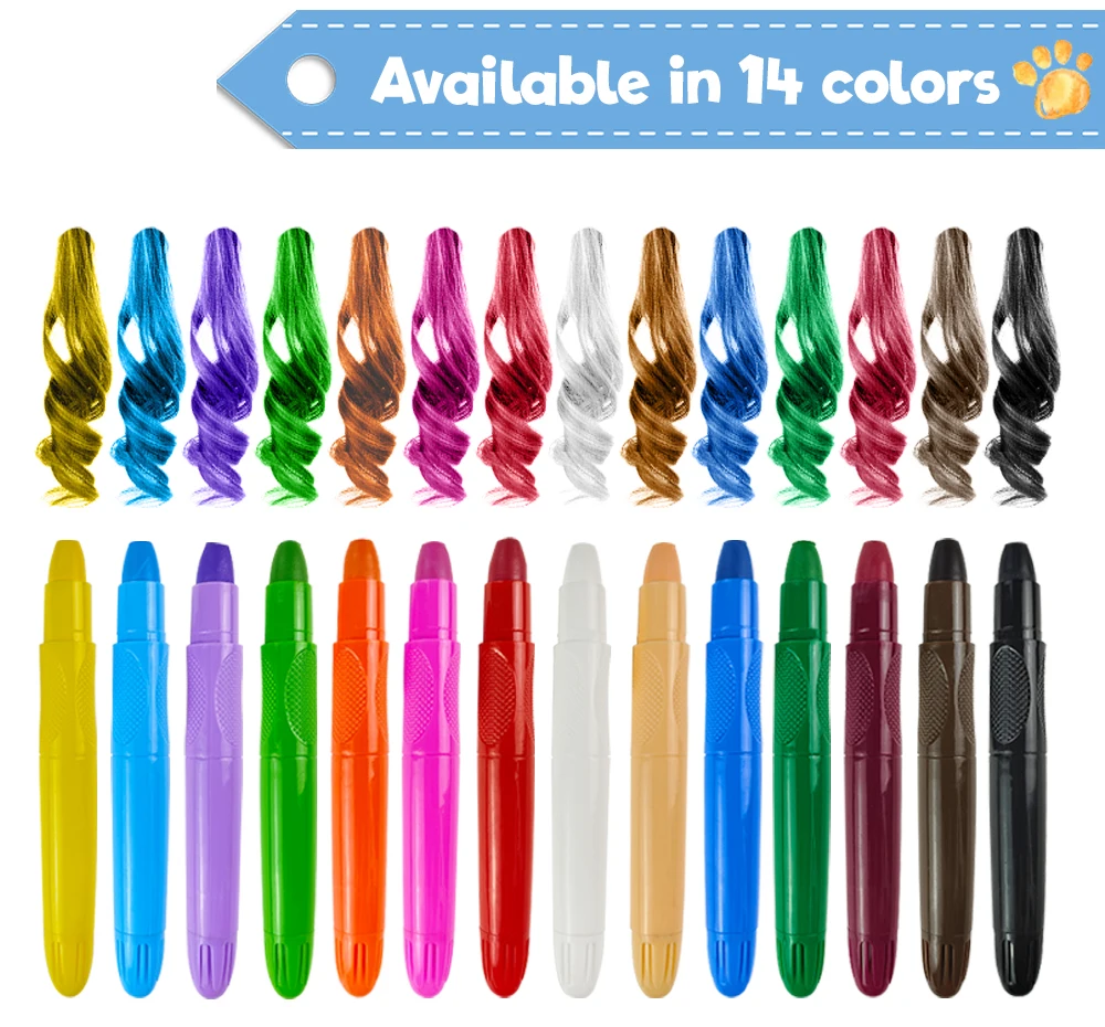 12/24 Colors Christmas Birthday Party Gift Harmless Hair Chalk Dye Pen Crayons Stick Set For Children