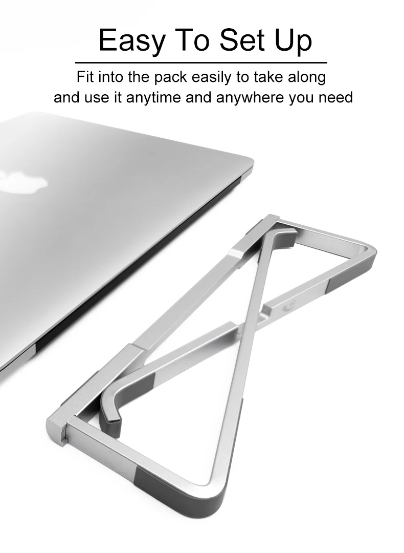 Aluminum alloy ergonomic flexible ultra thin computer notebook stand portable metal foldable desktop laptop stand for macbook
