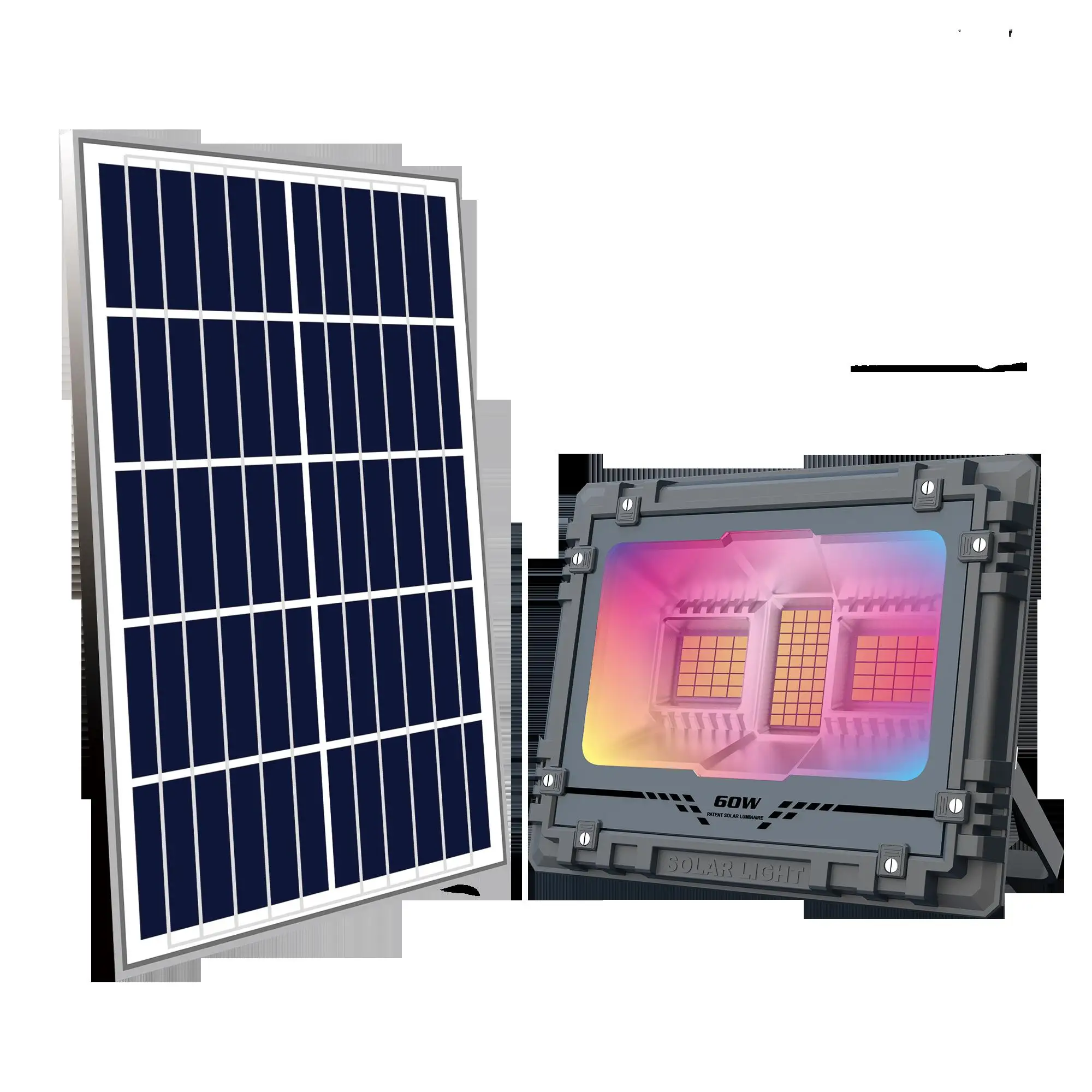 Slim Rechargeable Portable High Power Solar IP65 IP66 RGB Led Flood Light 50W