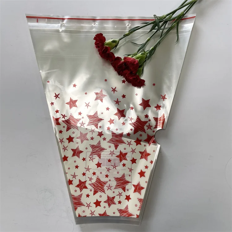 Wholesale ecological waterproof opp material plastic transparent flower bag packaging bag